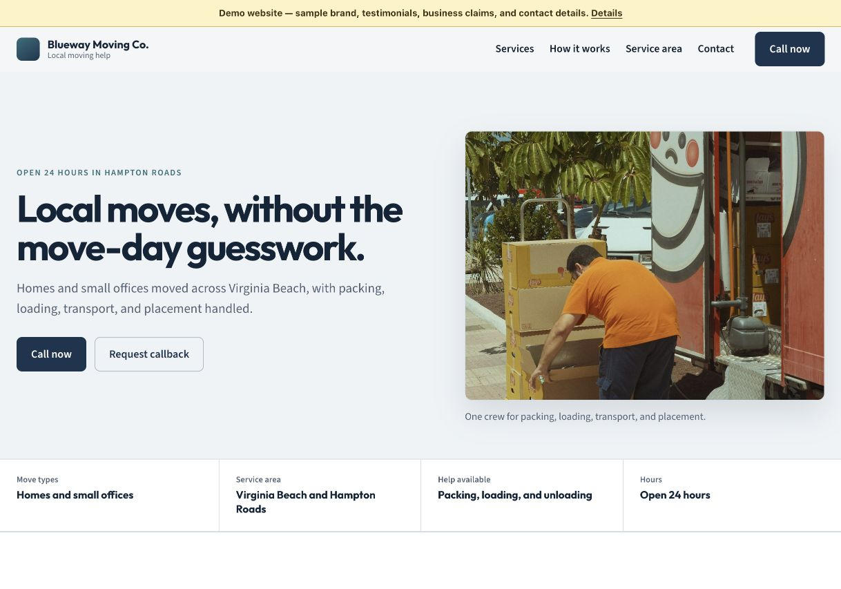 Previzualizarea site-ului Moving