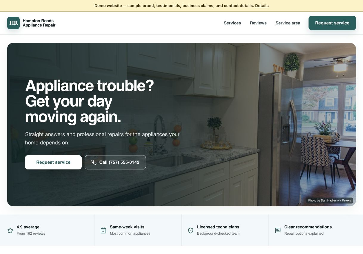 Previzualizarea site-ului Appliance Repair